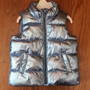 Old Navy Metallic Blue Puffer Vest 3t